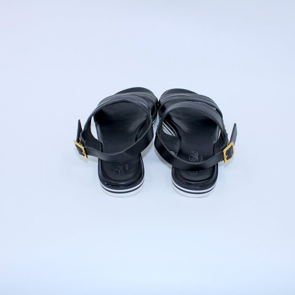 Carlo Pera Double Strap Black Leather Italian Sandals Size 39 - Picture 5 of 8